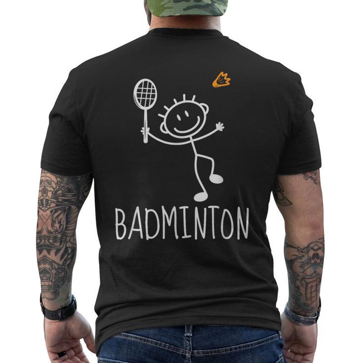 バドミントンプレーヤー バドミントンラケット シャトルコック バーディースポーツ メンズTシャツ バックプリント