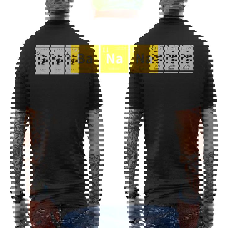 バナナおかしい化学元素周期表食品科学 メンズTシャツ バックプリント