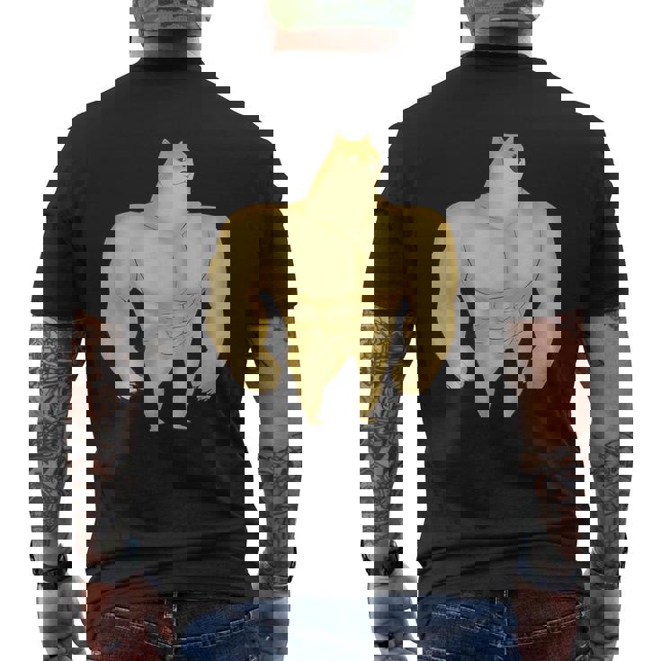 バフ 柴犬 面白い ボディービルダー 犬 ダンク ミーム メンズTシャツ バックプリント