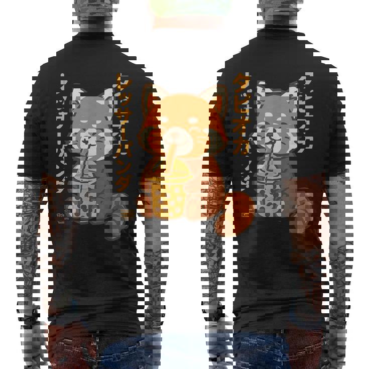 バブルティー レッサーパンダ ボバ カワイイ タピオカ アニメ かわいい メンズTシャツ バックプリント