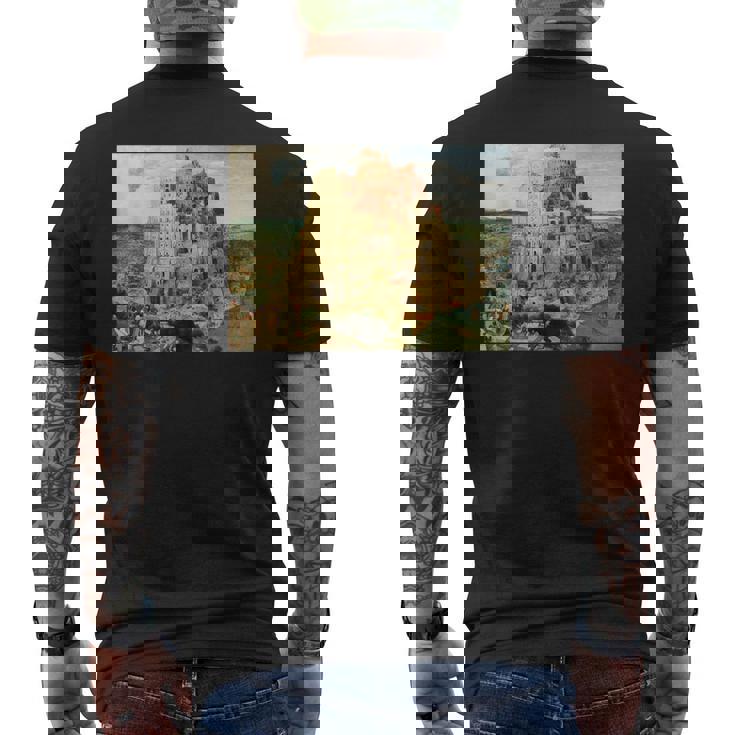 バベルの塔／ピーテル・ブリューゲル【世界の名画】（高精細画質） 美術館アート メンズTシャツ バックプリント
