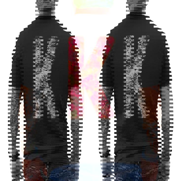 バラ柄のフローラルモノグラムk メンズTシャツ バックプリント