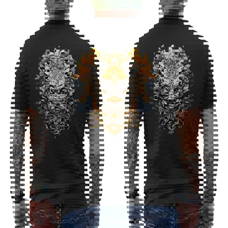 バリ文化 バロンマスク バリ インドネシア メンズTシャツ バックプリント