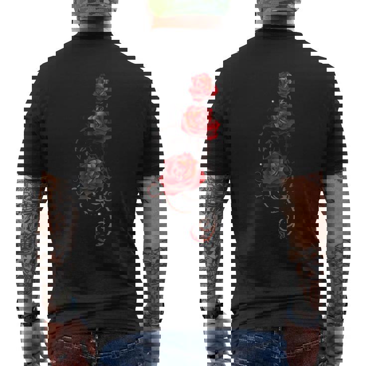 バレンタインデー ギフト シャツ 赤バラ とげ付き 葉っぱ メンズTシャツ バックプリント