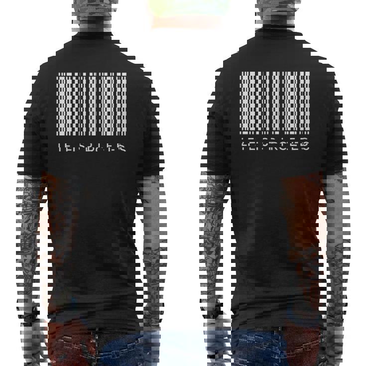 バーコードライフは貴重です メンズTシャツ バックプリント