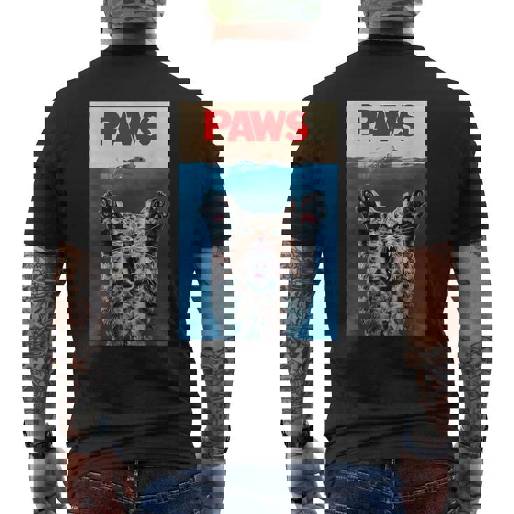 パウス おもしろ猫 パロディ 猫 恋人 ギフト 子猫 サメ ネズミ 鳴き声 メンズTシャツ バックプリント