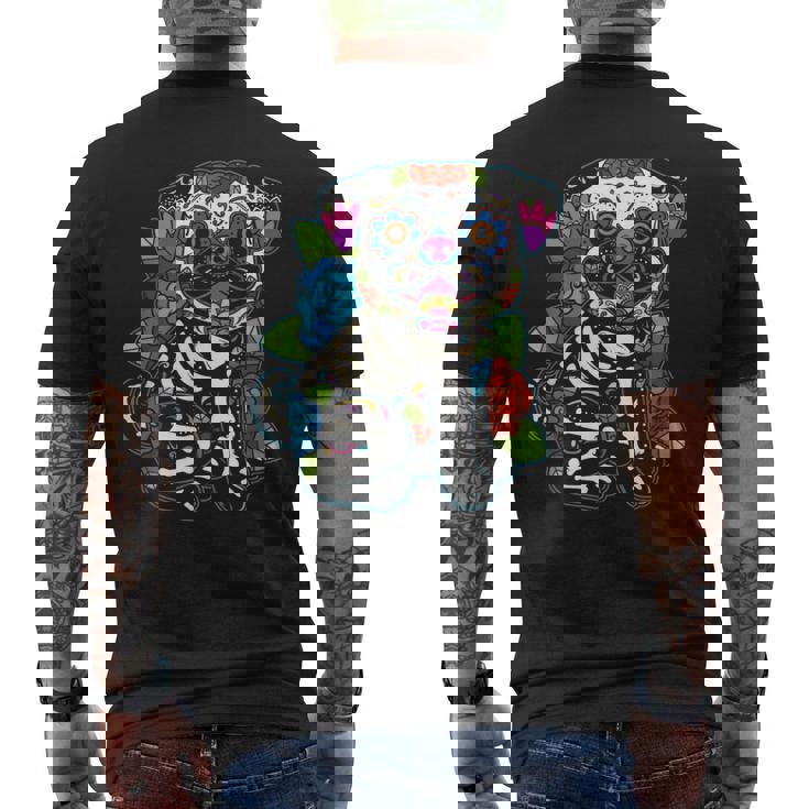 パグ シュガースカル メキシコ 犬 カラベラ 死者の日 メンズTシャツ バックプリント