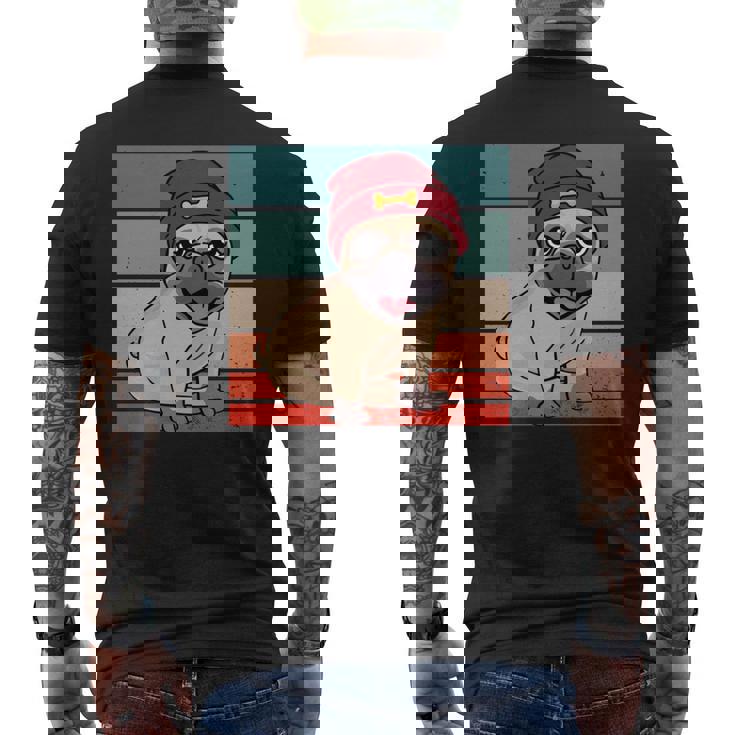 パグ ビーニー 赤骨かわいい遊び心のある幸せなスタイリッシュな動物ペット 長袖tシャツ メンズTシャツ バックプリント