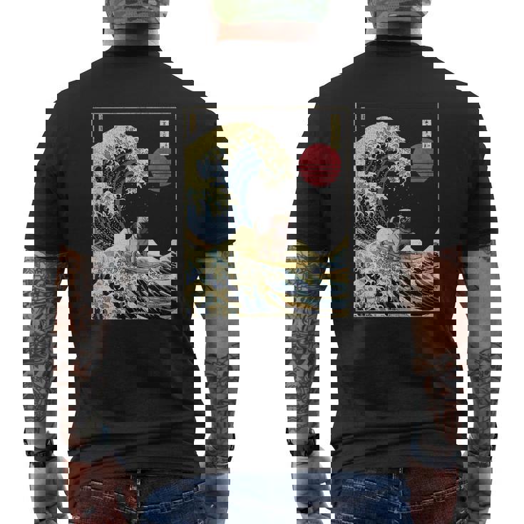 パグ 和 神奈川 波 おもしろ サーフ 犬 メンズTシャツ バックプリント