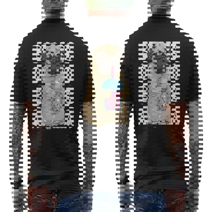 パグ 犬 カワイイ ボバ バブル ミルク ティー タピオカパール かわいい メンズTシャツ バックプリント