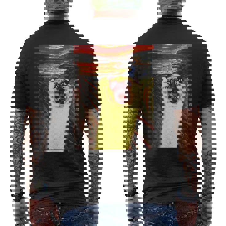 パグ 面白いtシャツ 犬 ムンクの叫び かわいい メンズ 子供 おもしろ 服 グッズ ネタ わんこ イヌ メンズTシャツ バックプリント