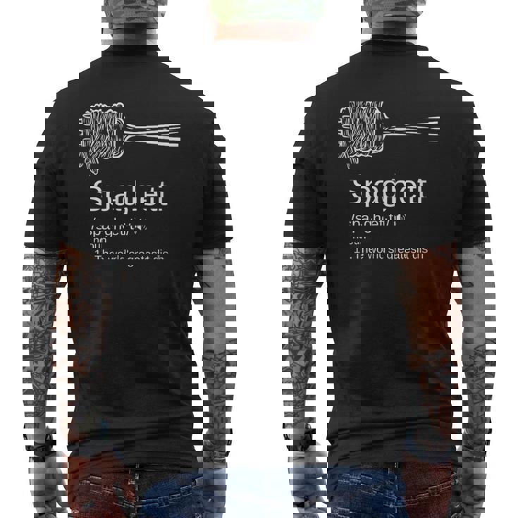 パスタ好きを意味する面白いスパゲッティ。 メンズTシャツ バックプリント
