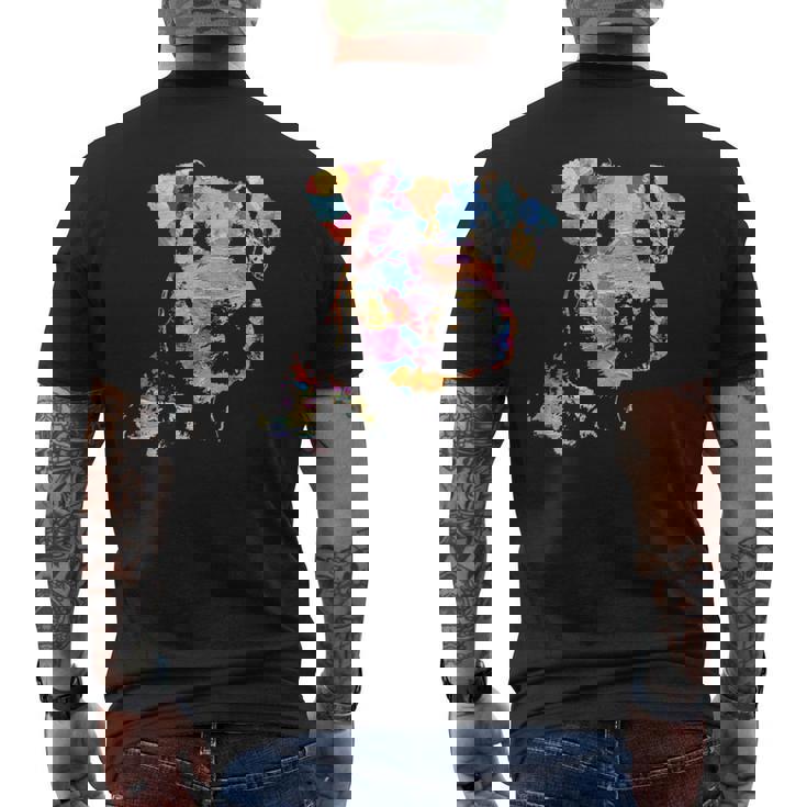 パステルペイント エアデールテリアポートレート メンズTシャツ バックプリント