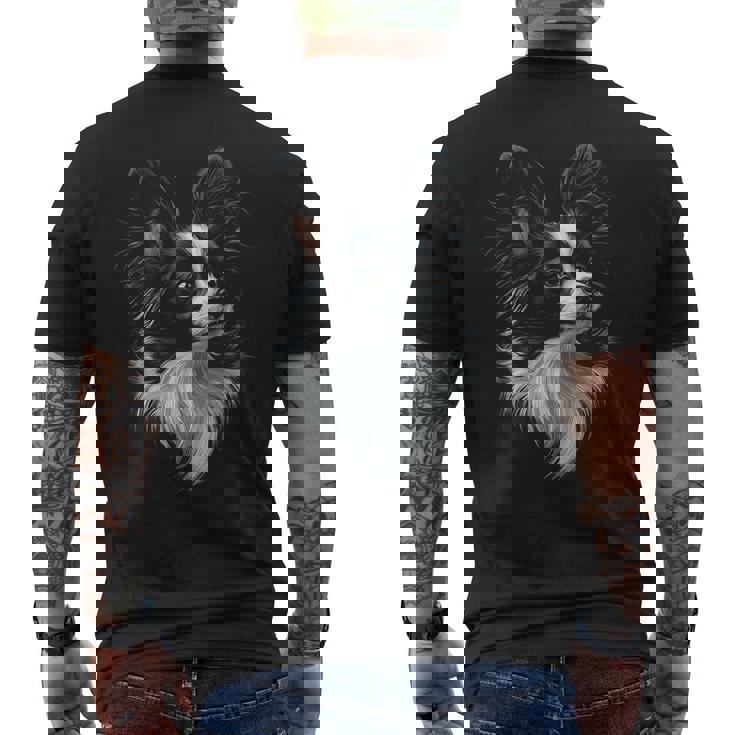 パピヨン 犬 モチーフ ペット アート パピヨン メンズTシャツ バックプリント