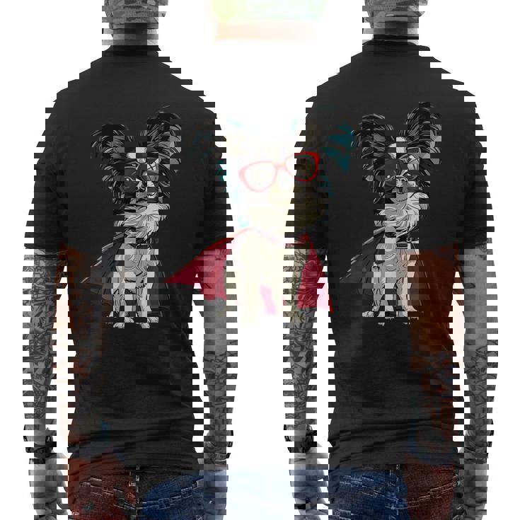 パピヨンドッグ-パピヨン メンズTシャツ バックプリント