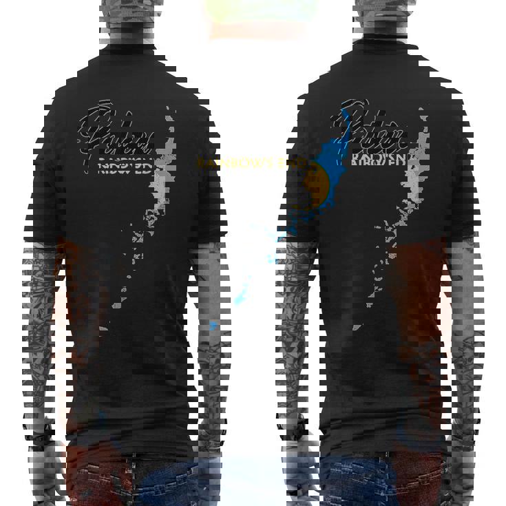 パラオ国旗 パラオ地図 メンズTシャツ バックプリント