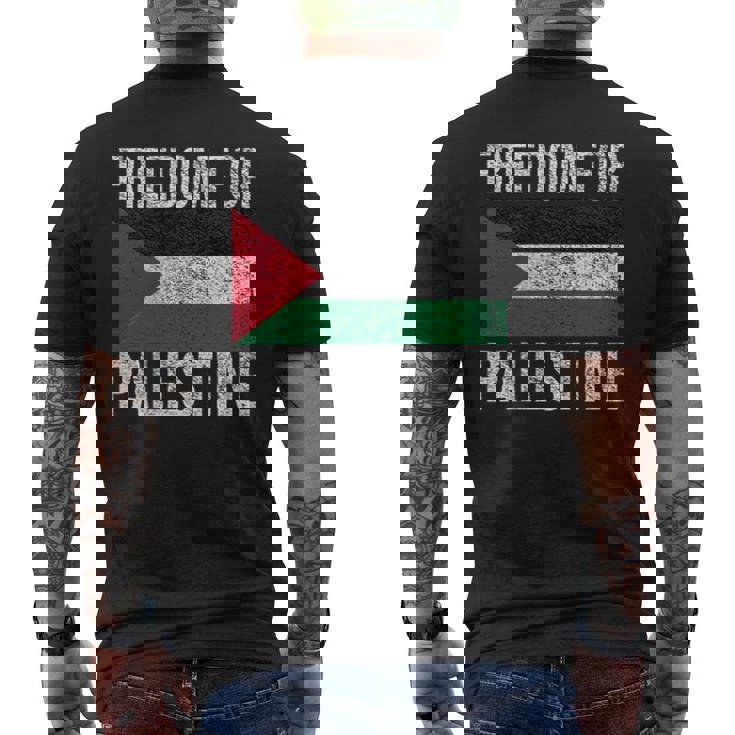 パレスチナの自由旗フリーパレスチナガザパレスチナ人 メンズTシャツ バックプリント