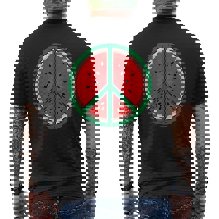 パレスチナシャツ スイカ ピースサイン パレスチナ国旗 メンズTシャツ バックプリント