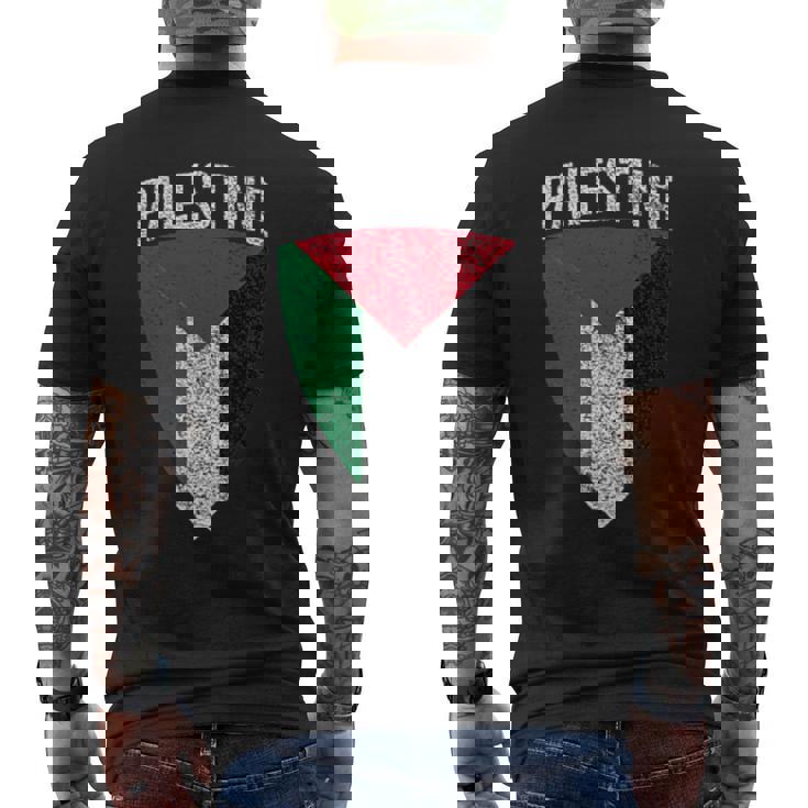 パレスチナ国旗 シールドフリー パレスチナガザ パレスチナ人 メンズTシャツ バックプリント
