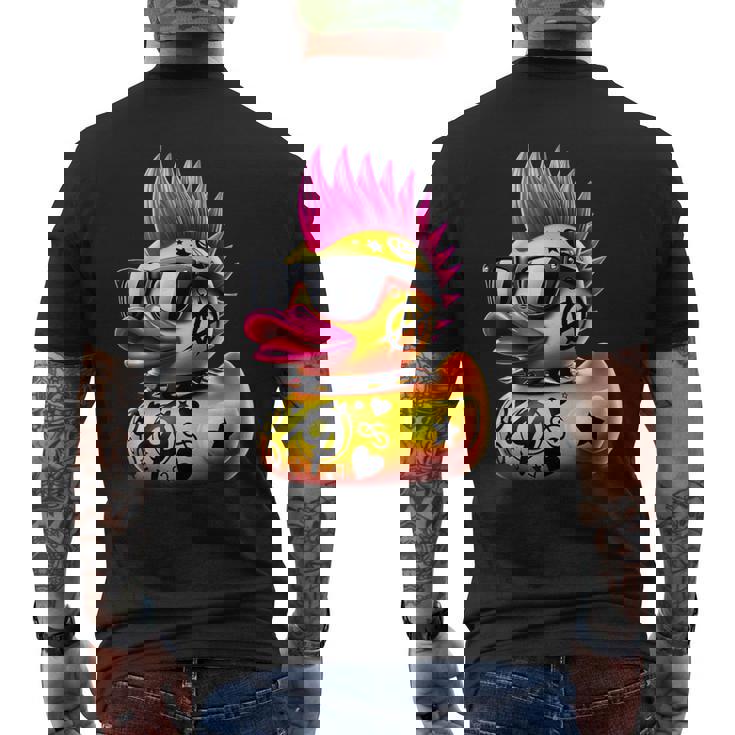 パンク アヒル アヒルの子 パンクロック 面白い 動物好き メンズTシャツ バックプリント