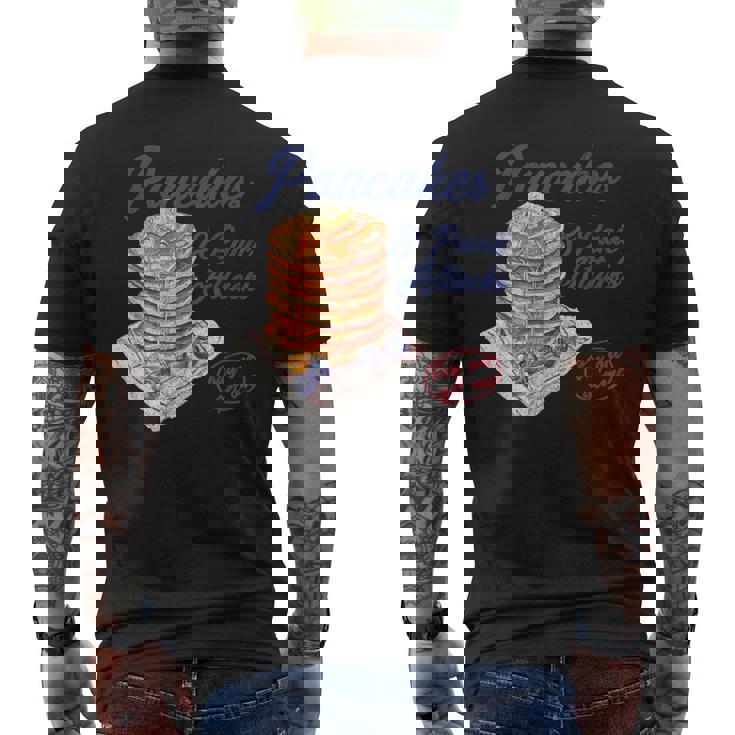 パンケーキとパニック発作 面白い メンタルヘルス 不安 メンズTシャツ バックプリント