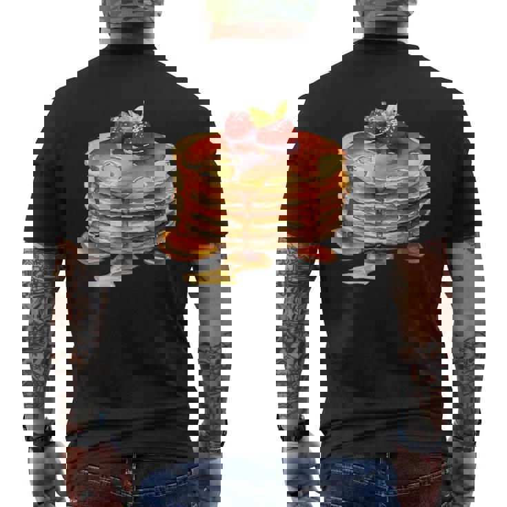 パンケーキシロップ 水彩食品 朝食 ストロベリースイーツ メンズTシャツ バックプリント