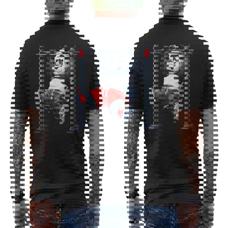 パンダ 懸垂 トレーナー ジム フィットネス ワークアウト トレーニング メンズTシャツ バックプリント