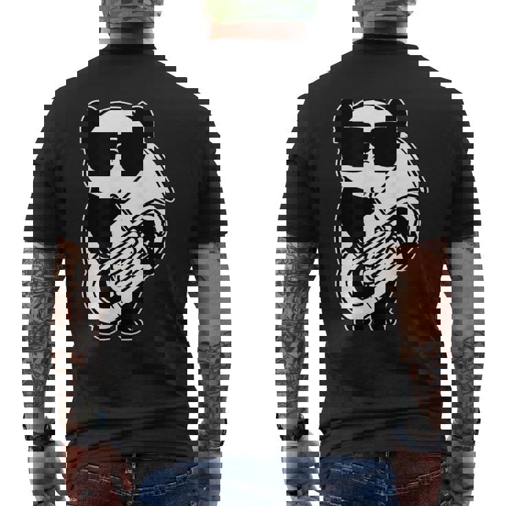 パンダとチューバ楽器チューブ メンズTシャツ バックプリント