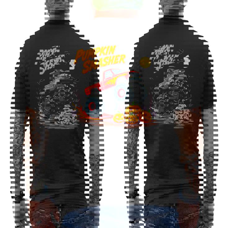 パンプキンスマッシャー モンスタートラック ハロウィン ジャック・オー・ランタン メンズTシャツ バックプリント