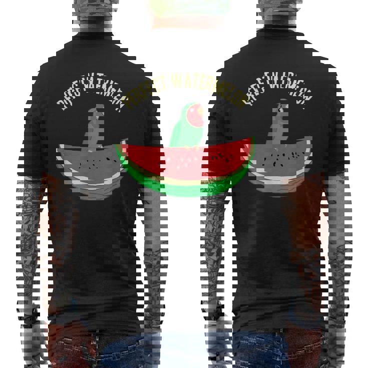 パーフェクトスイカラブバード、バーブミーム、グリーンオウムフルーツ メンズTシャツ バックプリント