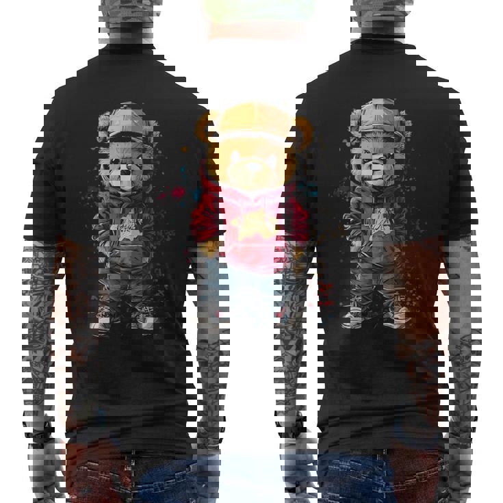 ヒップホップのテディベア、クールなアーバンノベルティグラフィック。 メンズTシャツ バックプリント