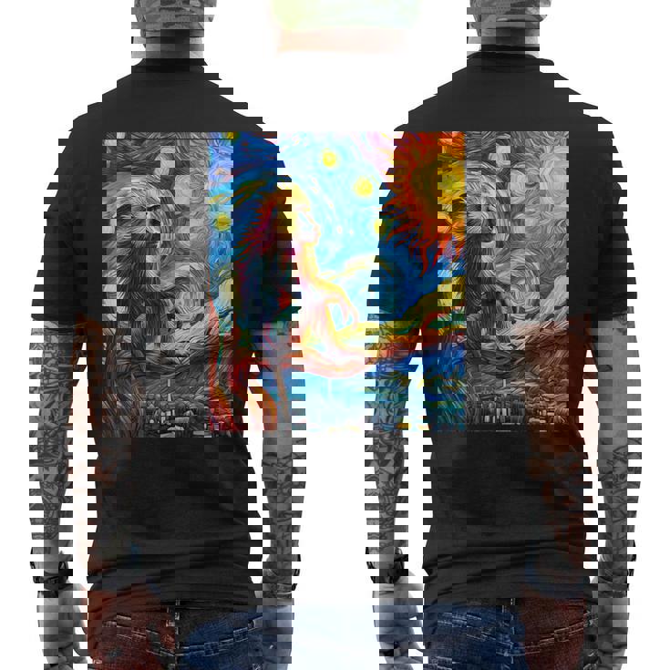 ヒヒ猿 星月夜 絵画 メンズTシャツ バックプリント