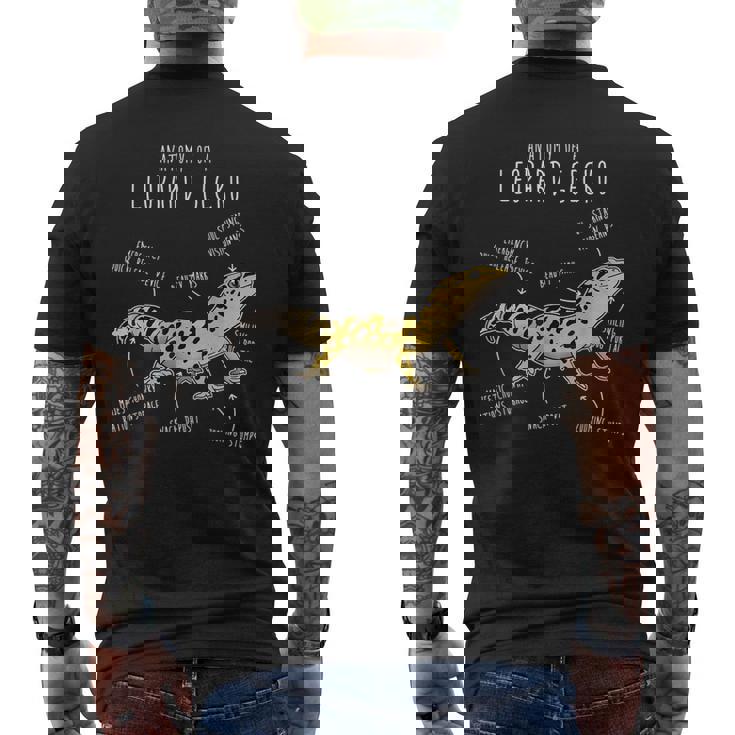 ヒョウゲッコの解剖学、面白いペット爬虫類トカゲ好き。 メンズTシャツ バックプリント