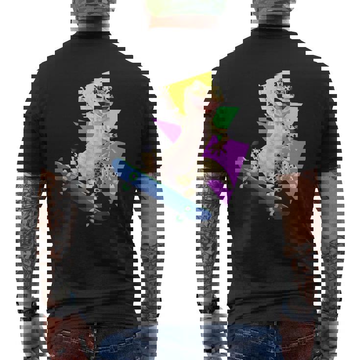 ヒョウモントカゲモドキ スケートボードのトカゲ メンズTシャツ バックプリント