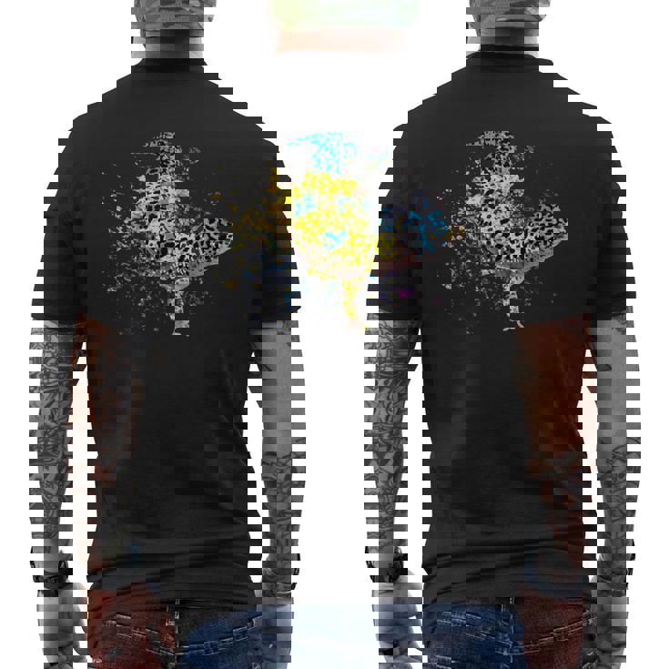 ヒョウモントカゲモドキ 水彩画 爬虫類飼育員 ヤモリ 扇子 メンズTシャツ バックプリント