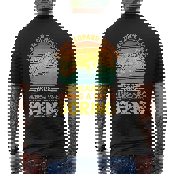 ヒョウモントカゲモドキ 爬虫類 小さな恐竜を飼っています メンズTシャツ バックプリント