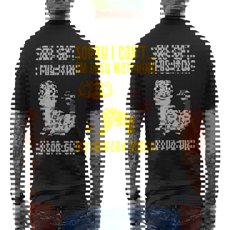 ヒョウモントカゲモドキについて考える かわいいトカゲ メンズTシャツ バックプリント