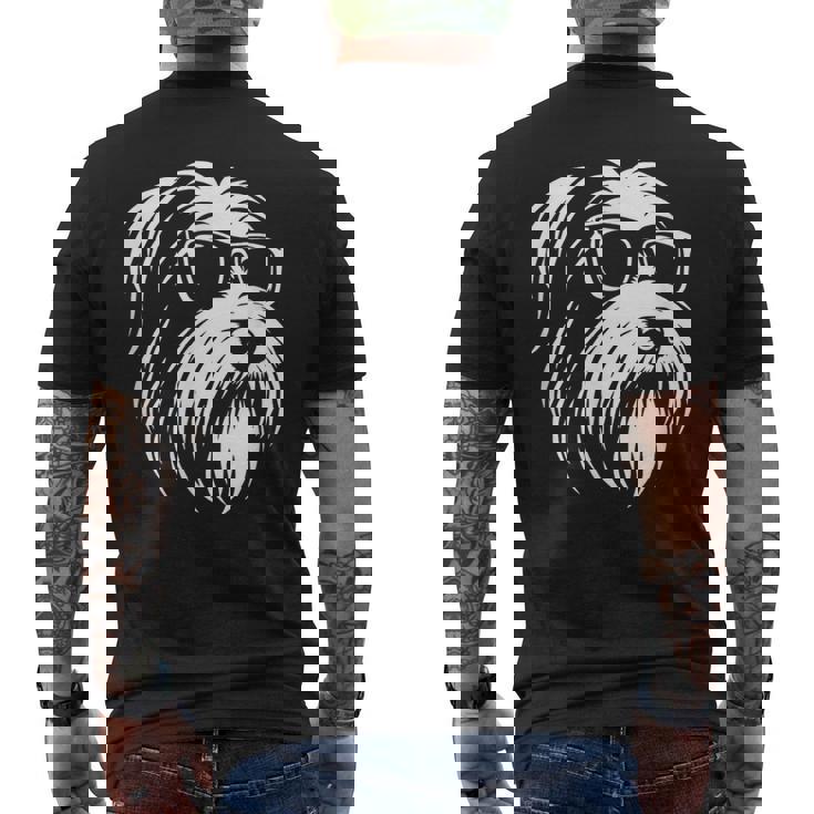 ビアデッド・コリー サングラス 犬 グラフィック デザイン メンズTシャツ バックプリント