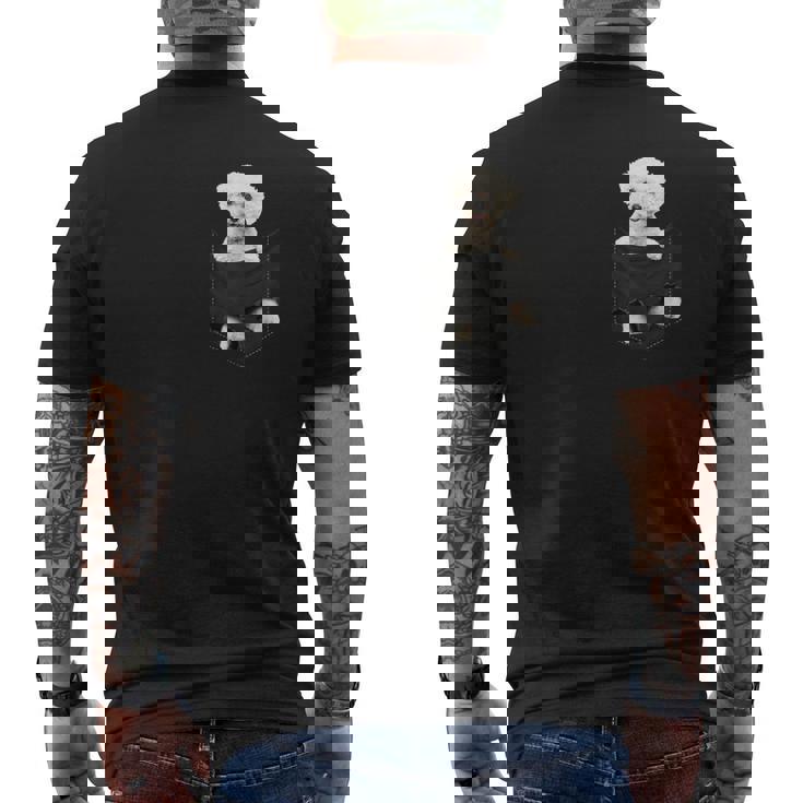 ビションフリーゼ愛好家のためのポケットに入った面白いビションフリーゼ メンズTシャツ バックプリント