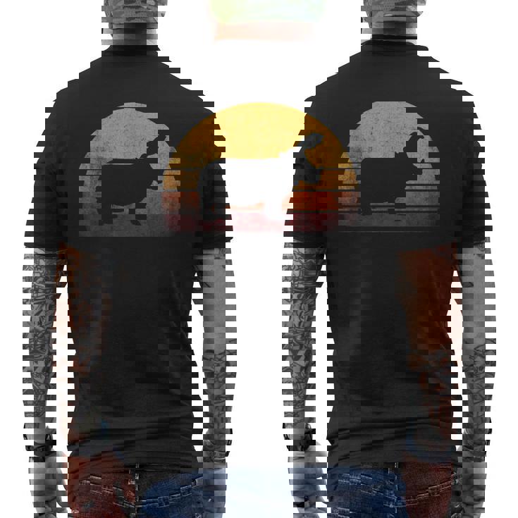 ビンテージ カバ デザイン レトロな日没カバ メンズTシャツ バックプリント