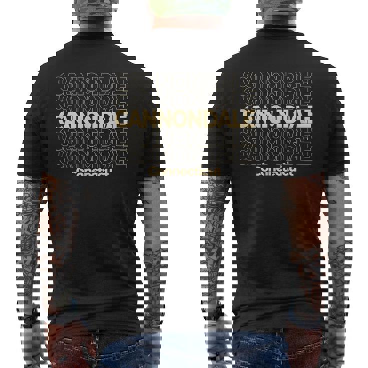 ビンテージキャノンデール、コネチカット州繰り返しテキスト メンズTシャツ バックプリント