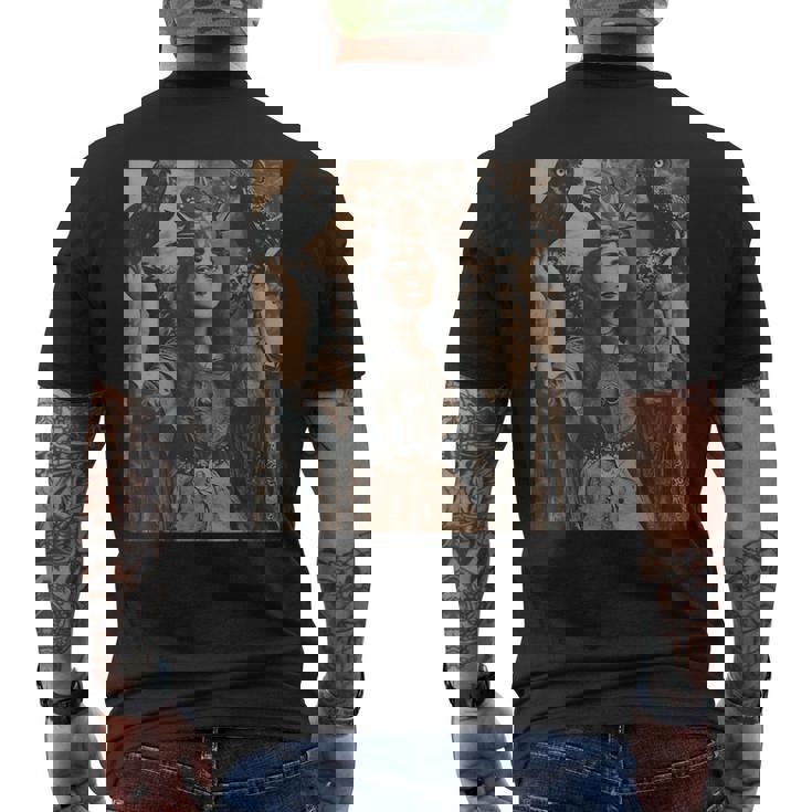 ビンテージ魔女魔女魔術師と猛禽フクロウ鳥ゴスゴシック。 メンズTシャツ バックプリント