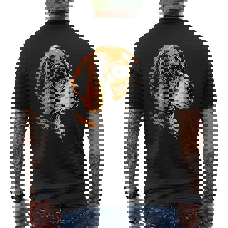 ビーグル子犬ビーグル狩猟犬かわいい犬イングリッシュビーグル メンズTシャツ バックプリント