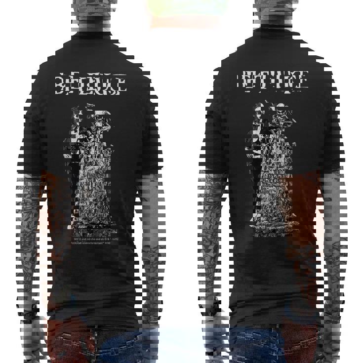 ビートルジュース 墓地 シーン ホラーアート メンズTシャツ バックプリント