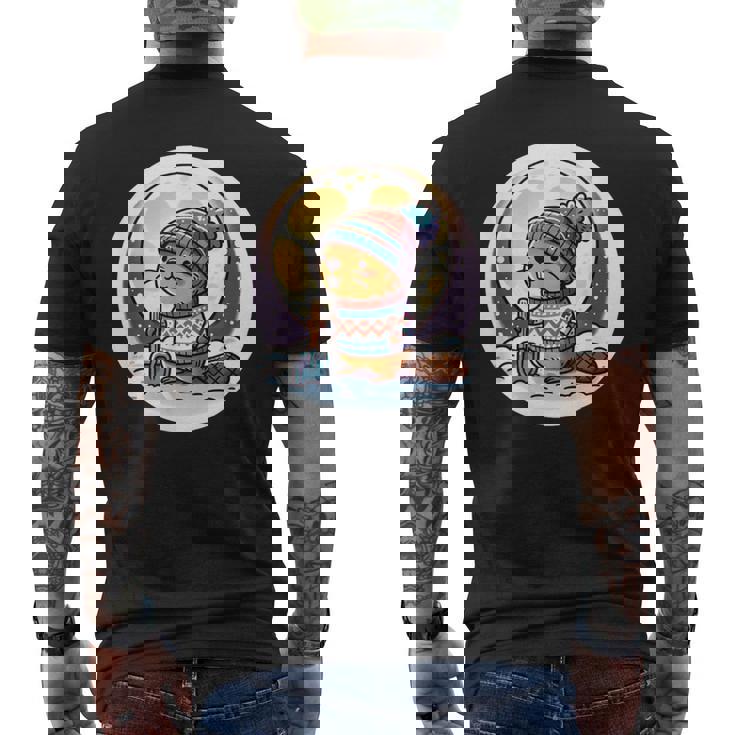 ビーバームーン 冬のワンダーランドのかわいいビーバー メンズTシャツ バックプリント