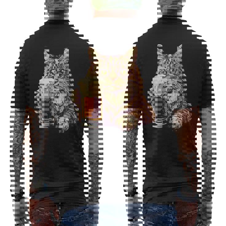 ビールジョッキ かわいい猫 メンズTシャツ バックプリント