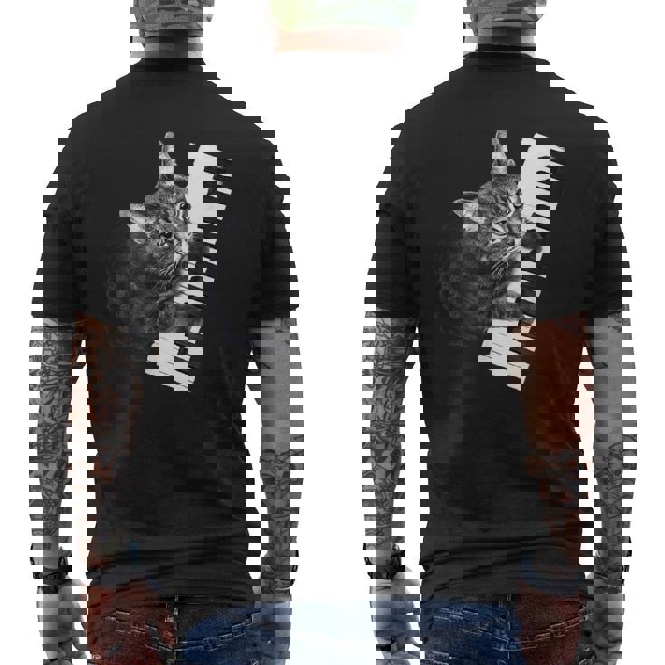 ピアノ 猫 メンズTシャツ バックプリント