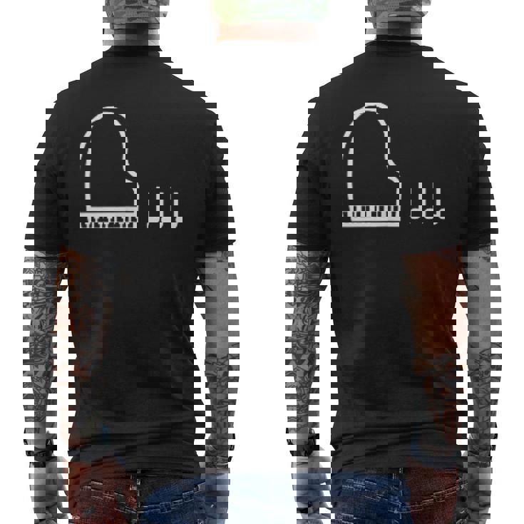 ピアノ 音符 楽譜 音楽 楽器 メンズTシャツ バックプリント
