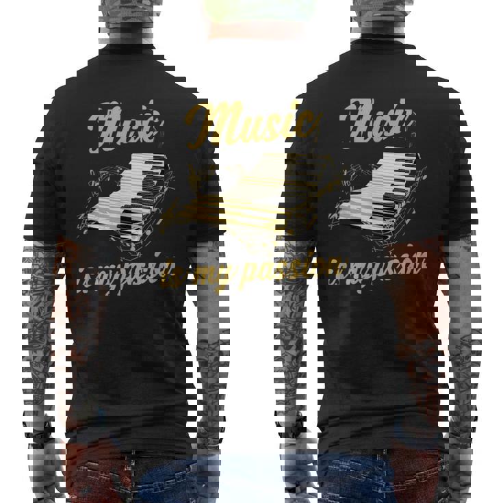 ピアノ鍵盤 メンズTシャツ バックプリント