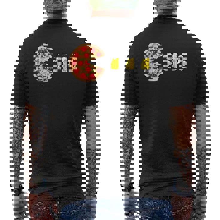 ピザとビール 楽しいピザ ナイトゲーマー ピザ メンズTシャツ バックプリント